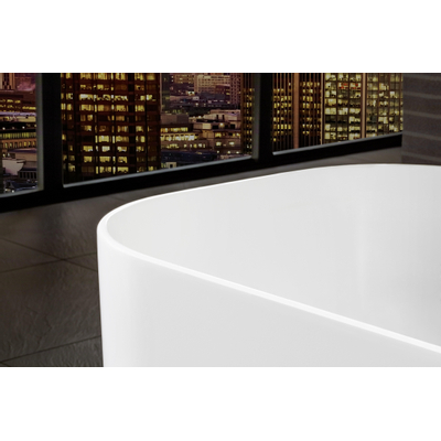 Villeroy & Boch Finion kunststof vrijstaand duobad quaryl ovaal 170x70x48cm incl. push-to-open afvoerplug + overloop chroom/wit