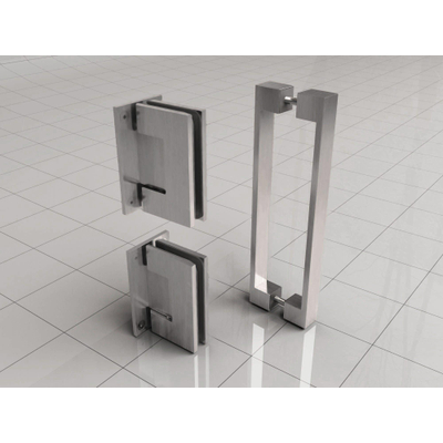 Wiesbaden Less scharnierset en greep voor profielloze nisdeur geborsteld staal