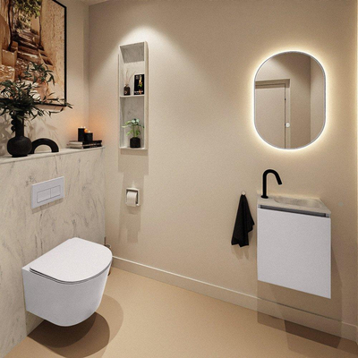 MONDIAZ TURE-DLUX 40cm toiletmeubel Cale. EDEN wastafel Opalo positie rechts. Met 1 kraangat.