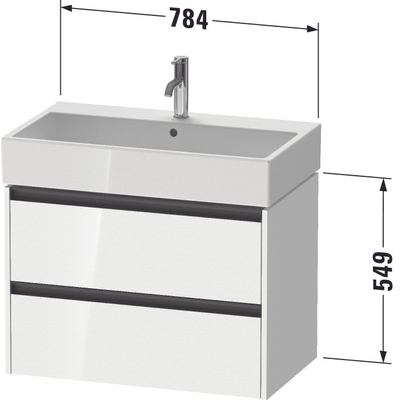 Duravit Ketho 2 wastafelonderbouwkast met 2 laden 78.4x46x54.9cm met grepen antraciet basalt mat