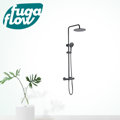 FugaFlow Eccelente Sobrado Badkamer Regendoucheset - thermostatisch - hoofddouche 25cm - ronde handdouche - mat zwart