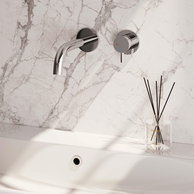 Brauer Chrome Edition Wastafelmengkraan inbouw - gebogen uitloop links - hendel kort smal - model B 1 - chroom OUTLETSTORE