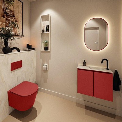 MONDIAZ TURE-DLUX 60cm toiletmeubel Fire. EDEN wastafel Ostra positie rechts. Met 1 kraangat.