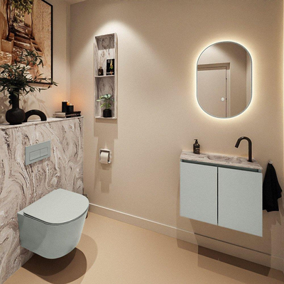 MONDIAZ TURE-DLUX 60cm toiletmeubel Greey. EDEN wastafel Glace positie rechts. Met 1 kraangat.