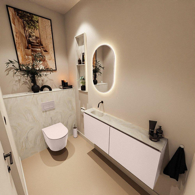 MONDIAZ TURE-DLUX 120cm toiletmeubel Rosee. EDEN wastafel Ostra positie links. Zonder kraangat.