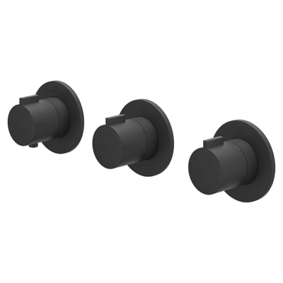 IVY Pact Regendoucheset - inbouw - symmetry - 2 stopkranen - 15cm plafondbuis - 20cm slim hoofddouche - glijstang met uitlaat - 150cm doucheslang - satin spray handdouche - Mat zwart PED