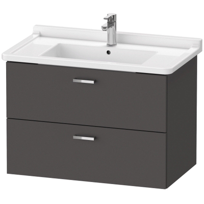 Duravit XBase Wastafelonderkast 80x46.8x56cm Standaard greep met softclose spaanplaat Grafiet Mat