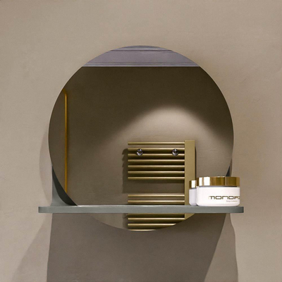 Mondiaz SPOT Badkamerspiegel - rond 30cm - spiegelplanchet - kleur Smoke