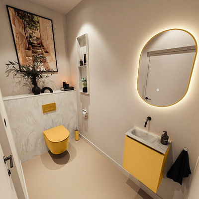 MONDIAZ TURE-DLUX 40cm toiletmeubel Ocher. EDEN wastafel Ostra positie links. Zonder kraangat.