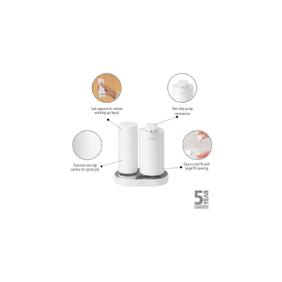 Brabantia SinkStyle Zeepdispenserset - staand - 2x200 ml - mineral fresh wit