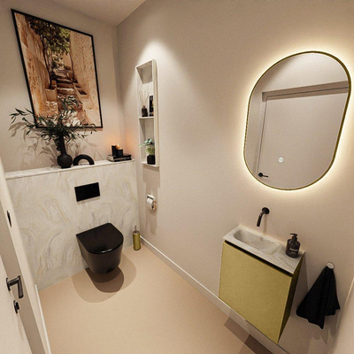 MONDIAZ TURE-DLUX 40cm toiletmeubel Oro. EDEN wastafel Ostra positie links. Zonder kraangat.