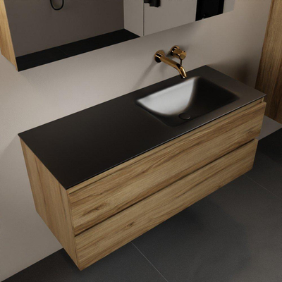 Mondiaz Aivy badmeubelset - 120x45x50cm - 0 kraangaten - 1 wasbak urban Solid surface - Rechts - 2 lades - Met spiegelkast - Melamine Chai