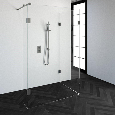 BRAUER Create Inloopdouche - reversed - 130x90cm - profielloos - 30cm - zijwand - antikalk - 8mm veiligheidsglas - geborsteld RVS