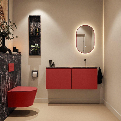 MONDIAZ TURE-DLUX 120cm toiletmeubel Fire. EDEN wastafel Lava positie rechts. Zonder kraangat.