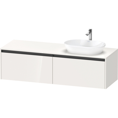 Duravit Ketho 2 wastafelonderbouwkast incl. consoleplaat met 2 laden voor waskom rechts 160x55x45.9cm met handgrepen antraciet hoogglans wit