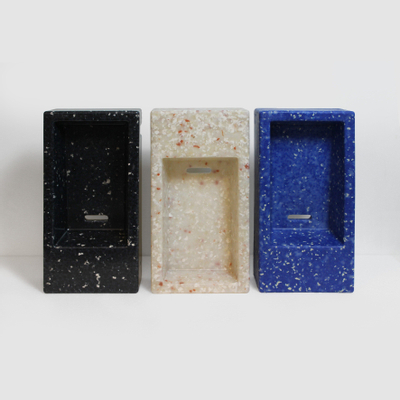 Clou Flush 3 fontein - 36x18cm - rechts - gerecycled PE - heelal zwart incl. plug - OUTLET UDEN