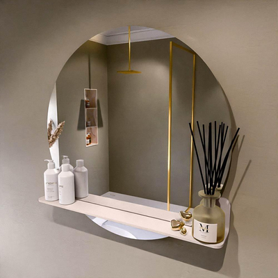 Mondiaz SPOT Badkamerspiegel - rond 80cm - spiegelplanchet - kleur Rosee