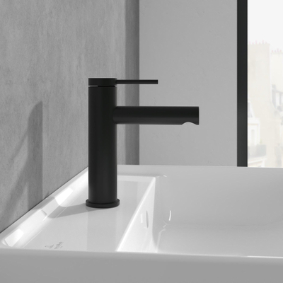 Villeroy & Boch Loop & Friends Eengreeps wastafelkraan met trekstang-afvoergarnituur - mat zwart