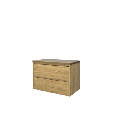 Proline Top badkamermeubelset - 80x46x55.2cm - wastafelblad - symmetrisch - MFC Ideal oak