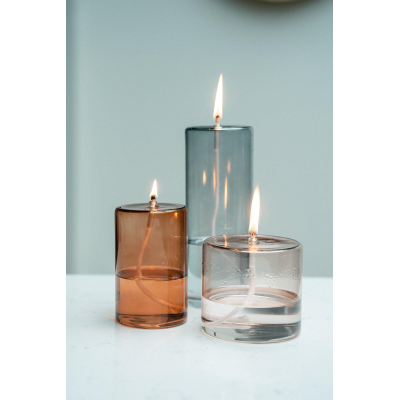 Wellmark olielamp - 19.5x7.5cm - gerecycled glas grey