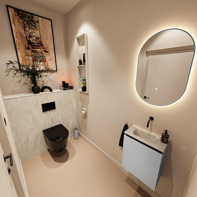 MONDIAZ TURE-DLUX 40cm toiletmeubel Plata. EDEN wastafel Ostra positie midden. Zonder kraangat.