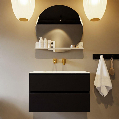 MONDIAZ VICA-DLUX Badkamermeubelset - 80cm - onderkast urban- 2 lades - inbouw wastafel cloud midden - zonder kraangaten - 60cm hoge versie - opalo