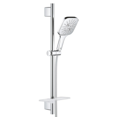 GROHE Rainshower Smartactive 130 Cube Glijstangset - 60cm - vierkante handdouche - 3 straalsoorten - gladde doucheslang - met zeepschaal - chroom