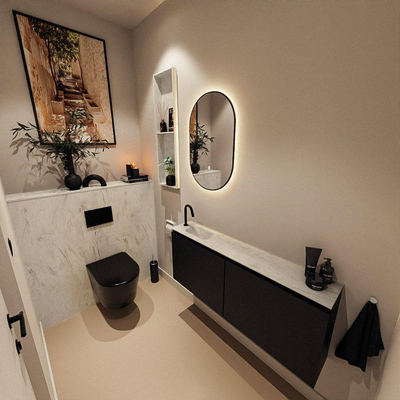 MONDIAZ TURE-DLUX 120cm toiletmeubel Urban. EDEN wastafel Opalo positie links. Met 1 kraangat.