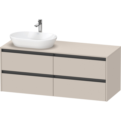 Duravit Ketho 2 wastafelonderbouwkast incl. consoleplaat met 4 laden voor waskom links 140x55x56.8cm met handgrepen antraciet taupe mat