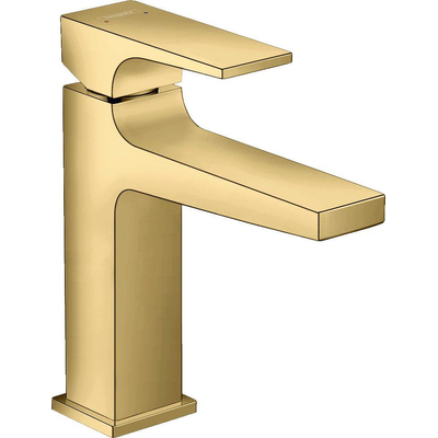 Hansgrohe Metropol wastafelkraan 110 met push open waste met voorsprong vaste uitloop 13.5cm polished gold