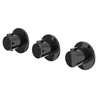 IVY Pact Regendoucheset - inbouw - symmetry - 2 stopkranen - 15cm plafondbuis - 25cm slim hoofddouche - glijstang met uitlaat - 150cm doucheslang - satin spray handdouche - Zwart chroom PVD