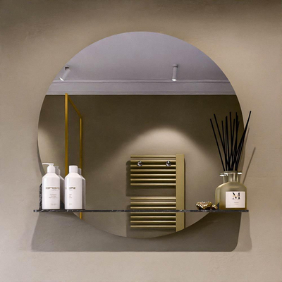 Mondiaz SPOT Badkamerspiegel - rond 80cm - spiegelplanchet - kleur Lava