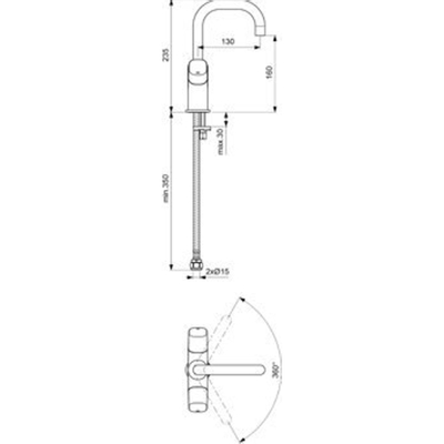 Ideal Standard wastafelkraan met hoge draaibare uitloop chroom