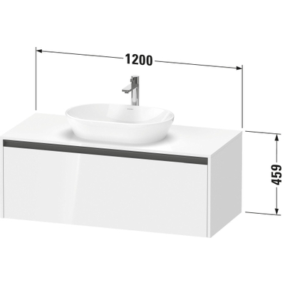 Duravit Ketho 2 wastafelonderbouwkast incl. consoleplaat met 1 lade 120x55x45.9cm met handgreep antraciet betongrijs mat