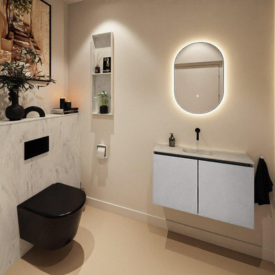 MONDIAZ TURE-DLUX 80cm toiletmeubel Plata. EDEN wastafel Opalo positie midden. Zonder kraangat.