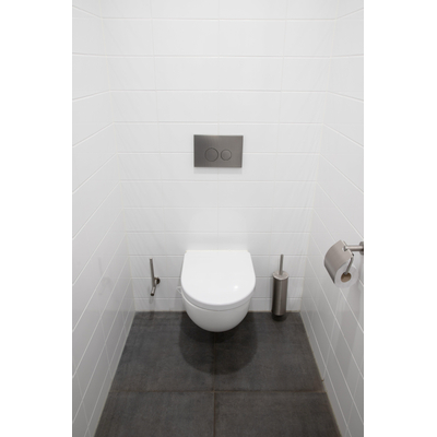 QeramiQ Push metal Bedieningsplaat Gunmetal met ronde dualflush frontbediening voor Geberit UP320 inbouwreservoir