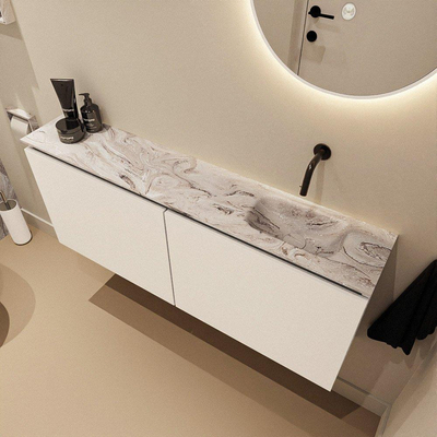 MONDIAZ TURE-DLUX 120cm toiletmeubel Talc. EDEN wastafel Glace positie rechts. Zonder kraangat.