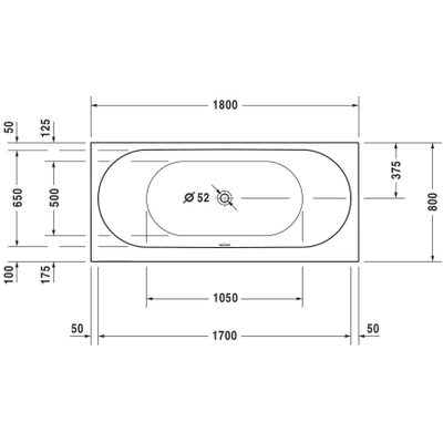 Duravit Darling New kunststof bad acryl rechthoekig met 2 rugsteunen 180x80x48cm zonder poten wit