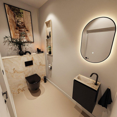 MONDIAZ TURE-DLUX 40cm toiletmeubel Urban. EDEN wastafel Frappe positie links. Met 1 kraangat.