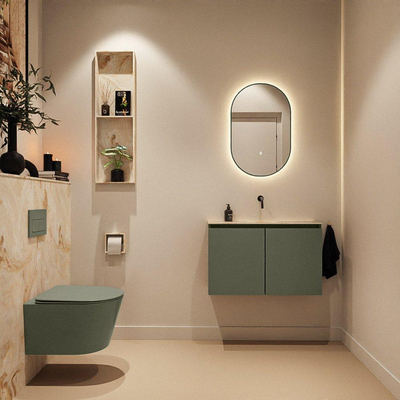 MONDIAZ TURE-DLUX 80cm toiletmeubel Army. EDEN wastafel Frappe positie midden. Zonder kraangat.