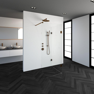 BRAUER Create Inloopdouche - reversed - 90x90cm - profielloos - antikalk - 8mm veiligheidsglas - koper