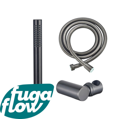 FugaFlow Eccelente Sobrado Badkamer handdoucheset incl. staafhanddouche, houder en anti-twist doucheslang Gunmetal PVD