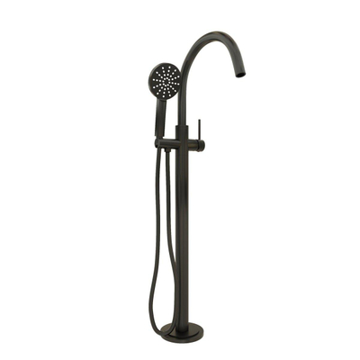 Brauer Black Edition Staande Badkraan - handdouche rond 3 standen - 2 gladde knoppen - PVD - mat zwart