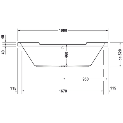 Duravit Starck bad acryl ovaal 190x90x46cm wit