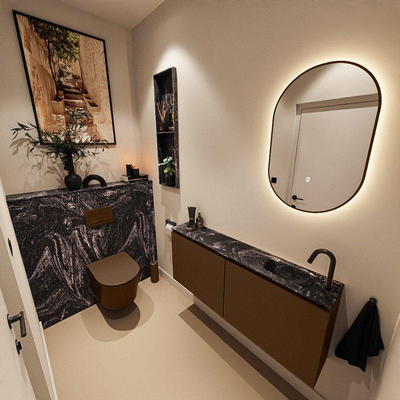 MONDIAZ TURE-DLUX 120cm toiletmeubel Rust. EDEN wastafel Lava positie rechts. Met 1 kraangat.