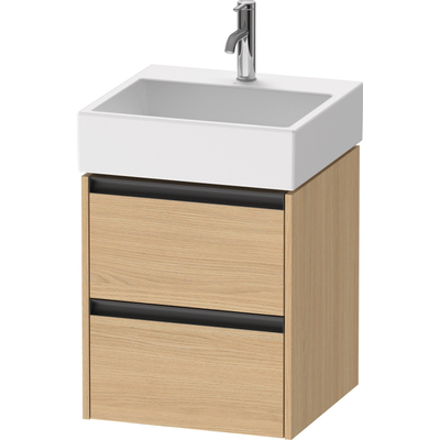 Duravit Ketho 2 wastafelonderbouwkast met 2 laden 48.4x46x54.9cm met grepen antraciet natuur eiken mat