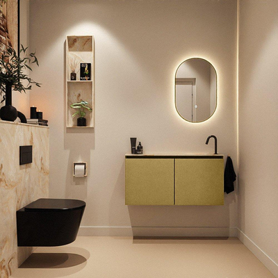 MONDIAZ TURE-DLUX 100cm toiletmeubel Oro. EDEN wastafel Frappe positie rechts. Met 1 kraangat.