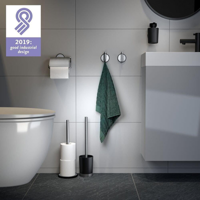 Tiger Tune Toiletborstel met houder vrijstaand RVS geborsteld / Zwart 9.1x37.9x9.1cm