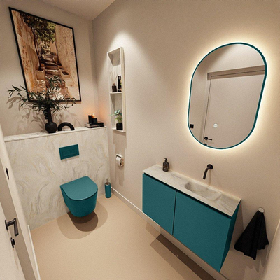 MONDIAZ TURE-DLUX 80cm toiletmeubel Smag. EDEN wastafel Ostra positie rechts. Zonder kraangat.