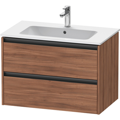 Duravit Ketho 2 wastafelonderbouwkast met 2 laden 81x48x55cm met grepen antraciet noten mat